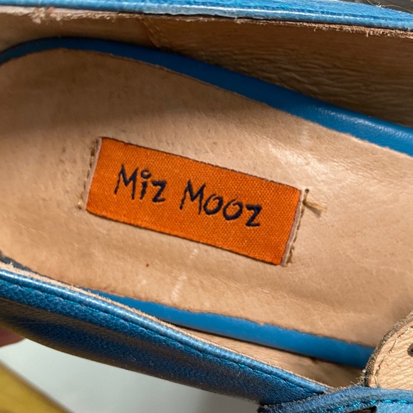 Miz Mooz Solange Leather Maryjane’s Size 7 Turquoise/Tan 3.5” Pump Leaf Strap - Picture 10 of 13